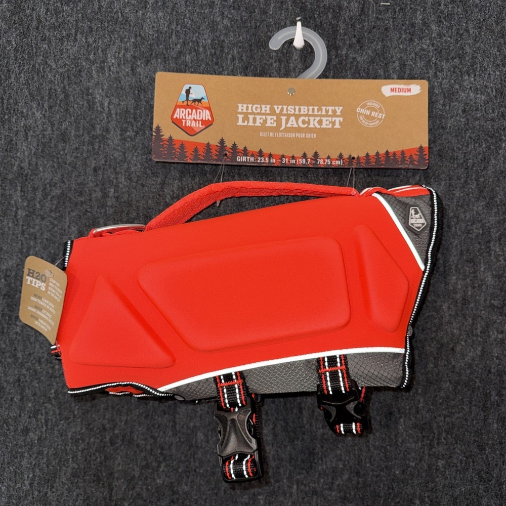 NEW Arcadia Trail Medium DOG High Visibility Life Jacket Floatation in Orange‎